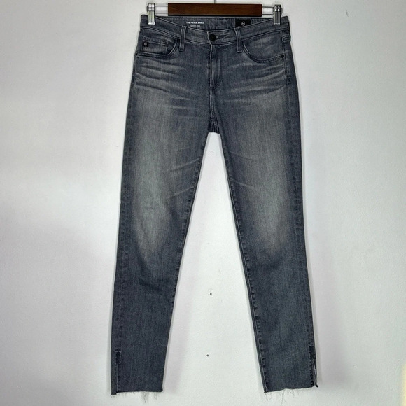 AG Adriano Goldschmied Gray Prima Cigarette Ankle Raw Split Hem Jean Size 27 - Picture 2 of 13
